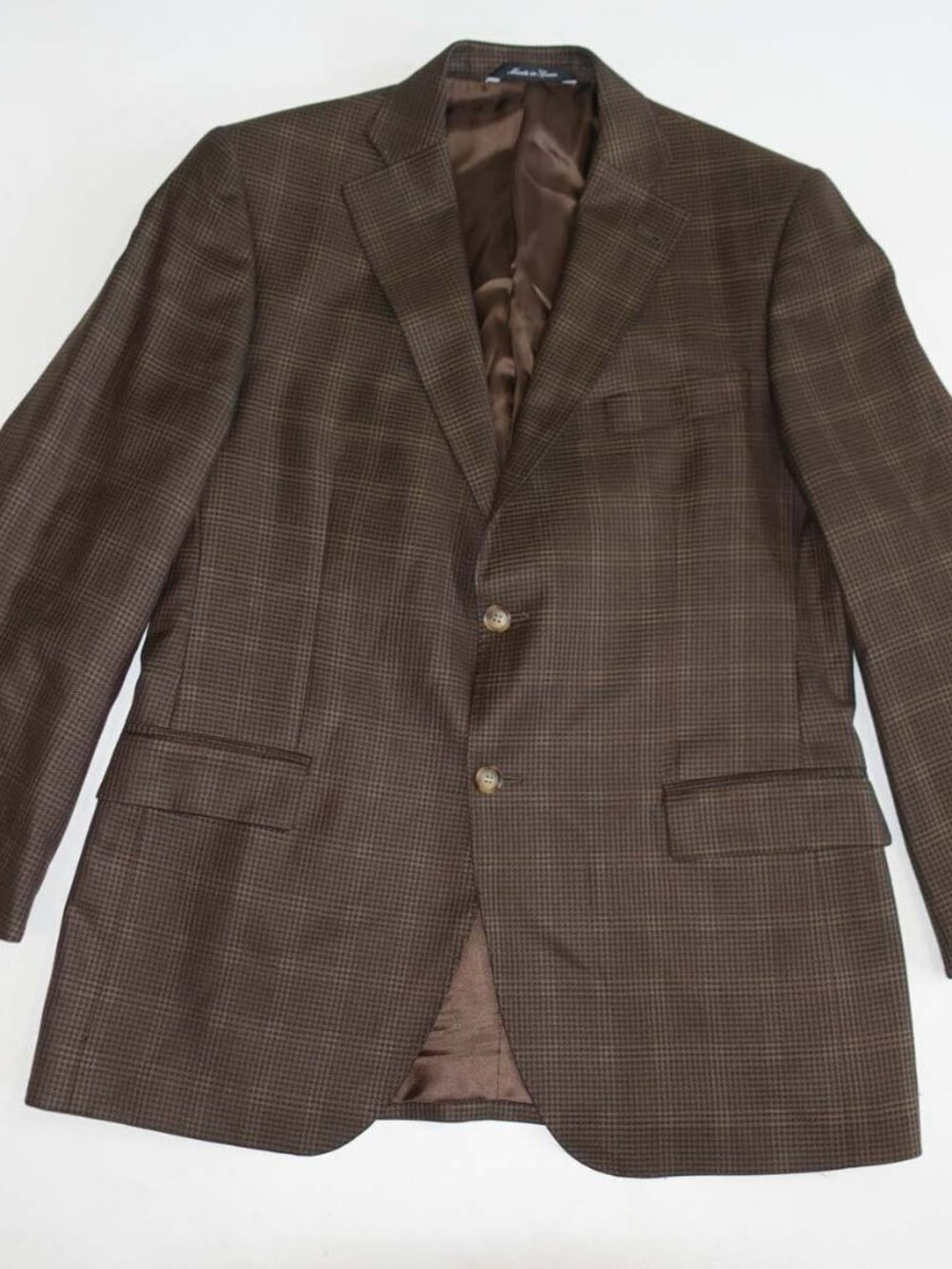 Emilio Yuste Men's Houndstooth Sport Coat Size 40 Regular Brown Suit Coat Jacket
